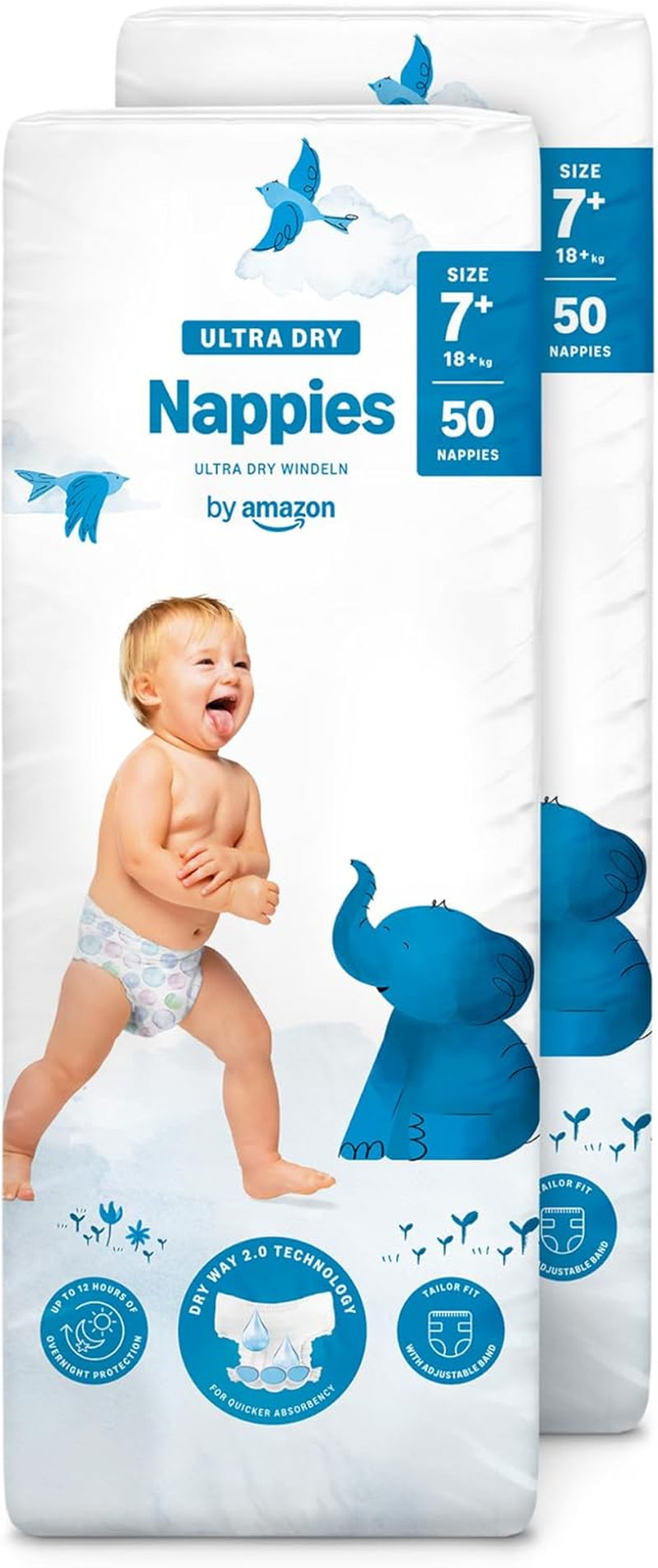 Ultra suché plenky Amazon, velikost 1 (2–5 kg) – měsíční krabička, bílá, počet 96 (2 balení po 48) (dříve značka Mama Bear, identický produkt)