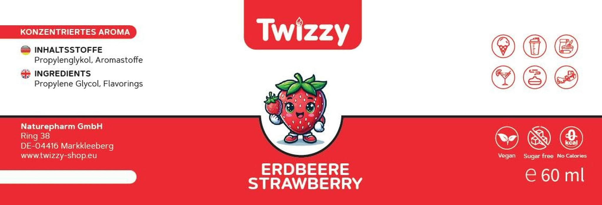 Twizzy koncentrovaná jahodová příchuť, 60 ml Aromas Naty Shop