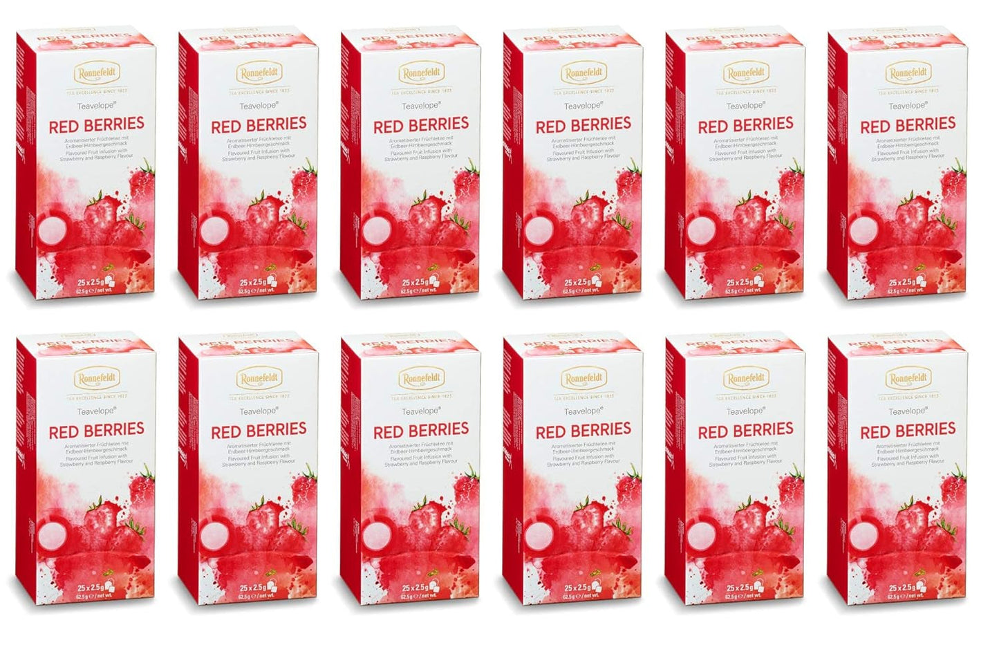 Teavelope "Red Berries" - ovocný čaj s příchutí jahod a malin, 25 čajových sáčků, 62,5 g