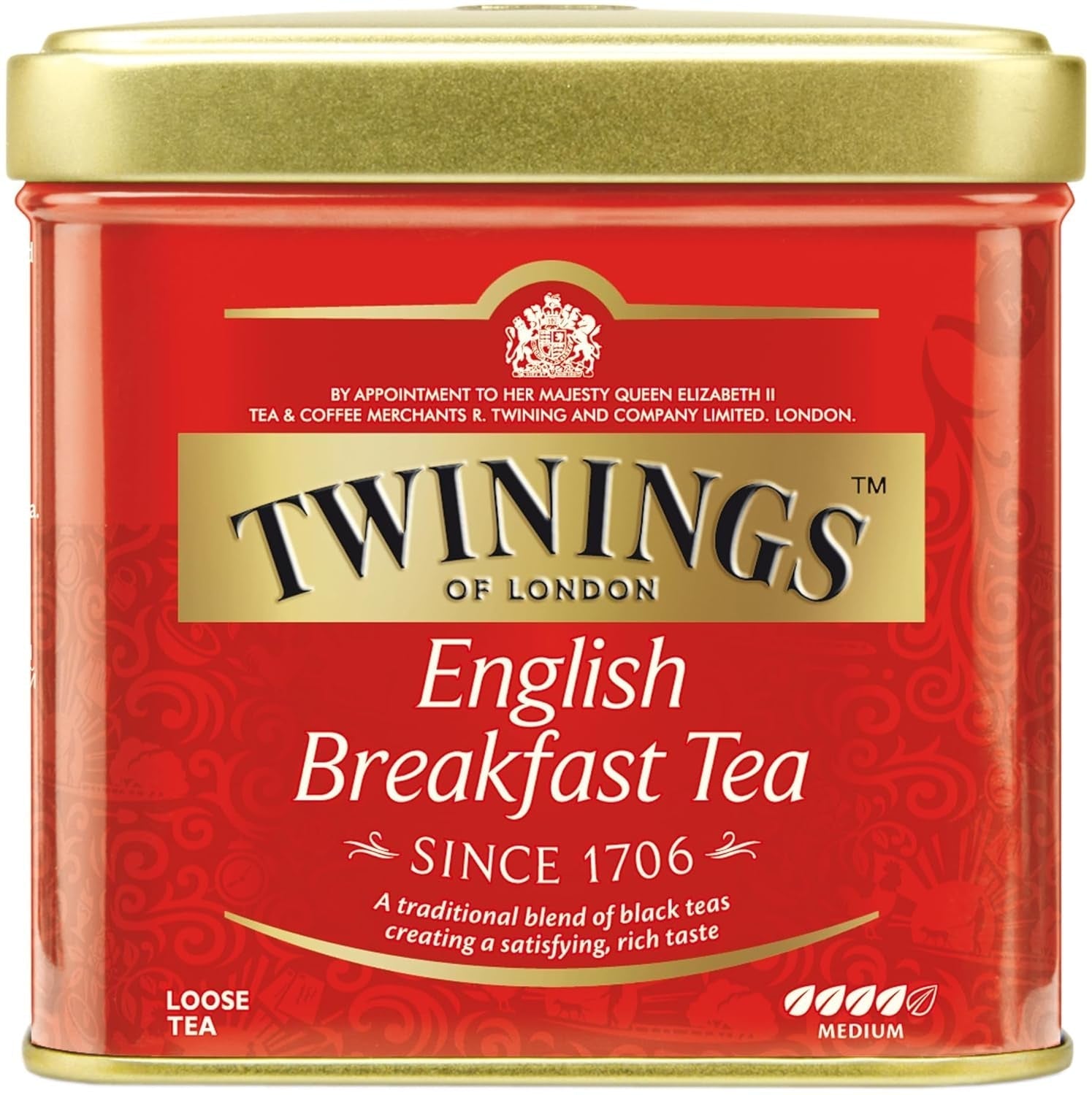 Twinings English Breakfast Tea Sypaný černý čaj v Tea Box Silný černý čaj z vysoce kvalitních čajových lístků sbíraných z nejlepších čajových plantáží na Srí Lance a Indii G, neutrální, 100 gramů