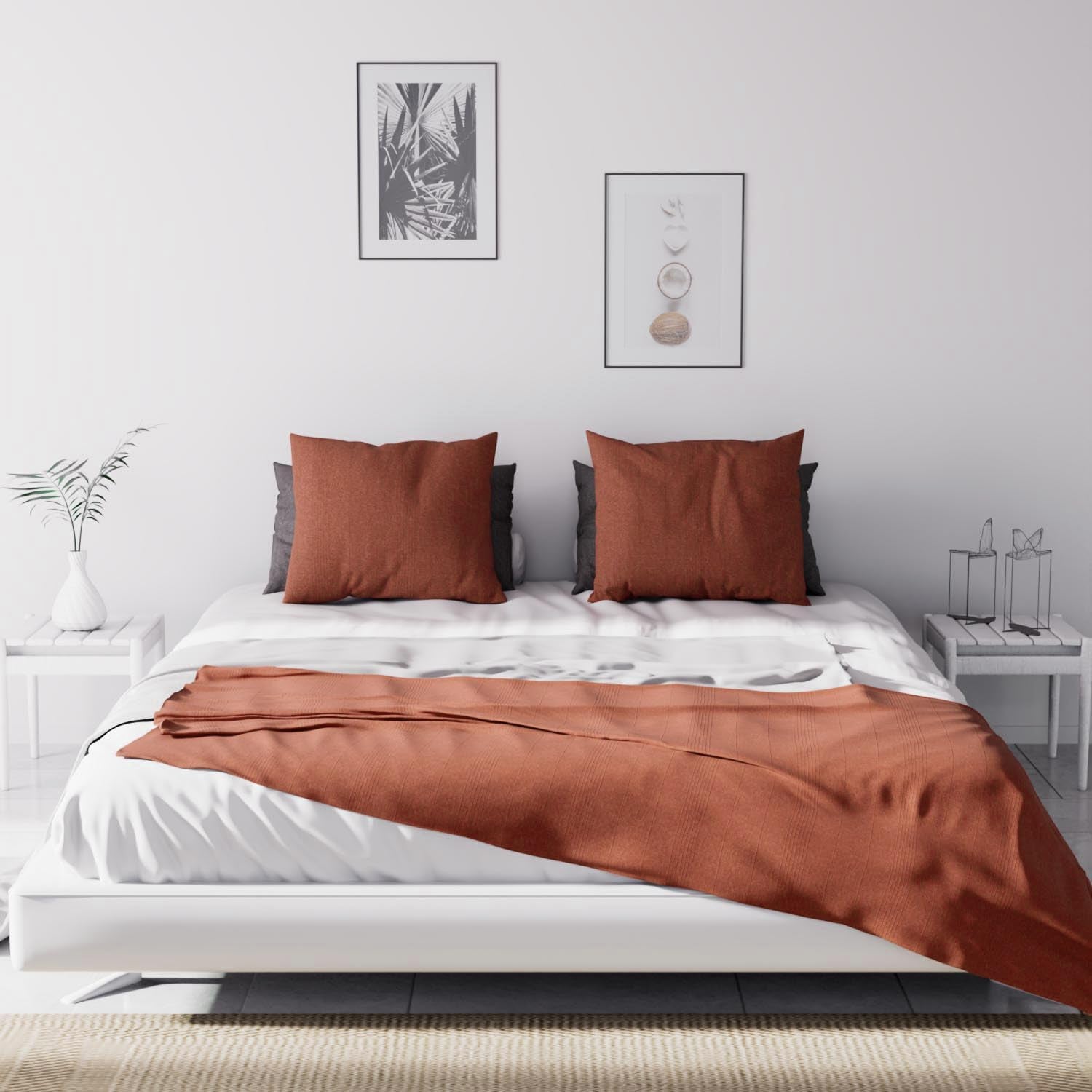 Soleil D'Ocre, Adele, přehoz, pohovka, bavlna, cihlově červená, 220 X 240 cm Postele a přikrývky Besuche den Soleil d'ocre-Store