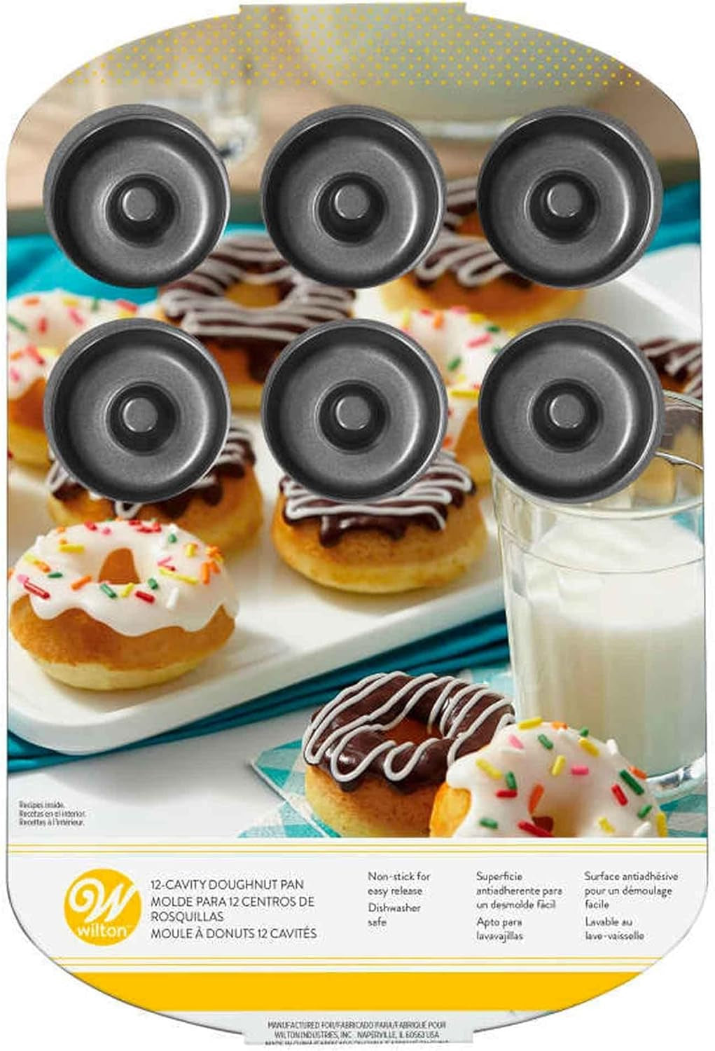 Wilton Donut-Backform Mit 12 Mulden Donutform, Hochwertige Donut Backform Mit Antihaftbeschichtung Für 12 Mini-Donuts, Spülmaschinenfest Formy a plechy na pečení Naty Shop