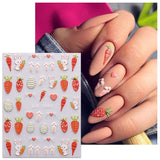 JMEOWIO 6 Blatt 3D Nálepka na nehty Ostern Nail Art Nálepka Selbstklebend Nagelaufkleber 5D Stereoskopisch Süßer Hase Ei Dekoration Nageldesign Zubehör