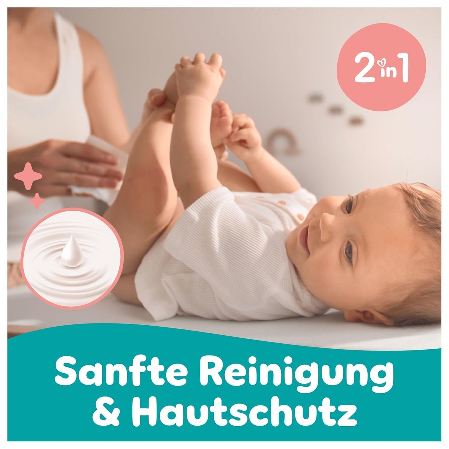 Vlhčené ubrousky Pampers Sensitive, 6 balení po 80 ubrouscích = 480 ubrousků, neparfemované, pro jemné, šetrné čištění