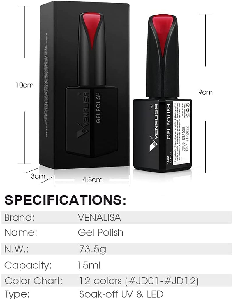 VENALISA Korálově oranžový UV lak na nehty 15 ml gelový lak na nehty pro UV lampu na nehty Průhledný gel lak na nehty Coral Orange Modely pro vlastní design nehtů