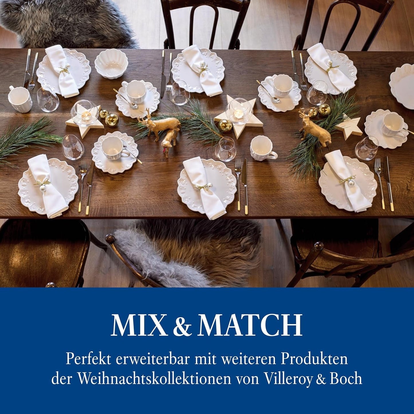 Villeroy & Boch Toy's Delight Royal Classic 12dílná sada nádobí, vhodné do myčky a mikrovlnné trouby, bílé, talíře, sada nádobí pro 4 osoby, vánoční nádobí, hračky, prémiový porcelán