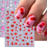 JMEOWIO Nálepka na nehty Blume 9 Blatt Nálepka na nehty Selbtklebend Nagelaufkleber Frühling Letní květinová dekorace Nageldesign Zubehör
