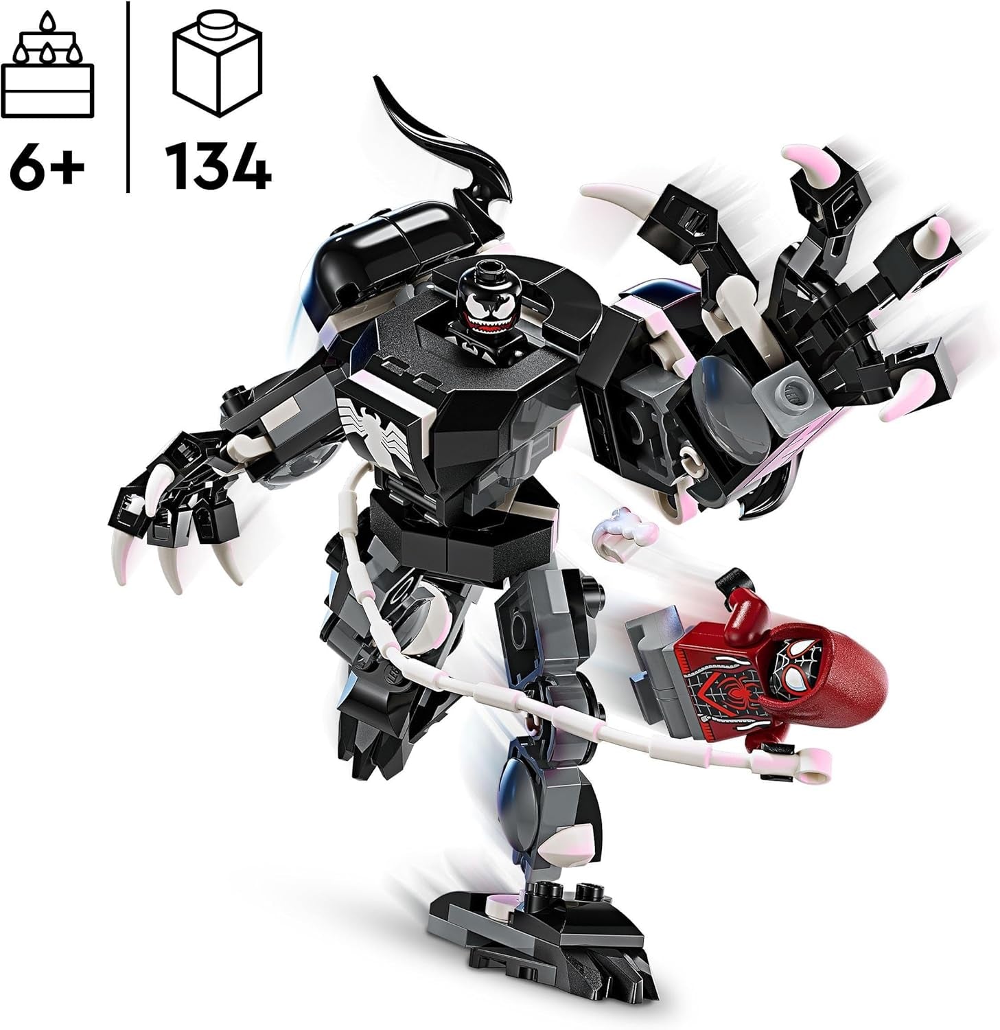 LEGO Marvel Venom Mech vs. Miles Morales Pohyblivé akční figurky pro děti Sada Spider-Man s minifigurkami Superhrdina Duel Hračka Dárek pro chlapce a dívky 6 let 76276 Stavebnice Besuche den LEGO-Store