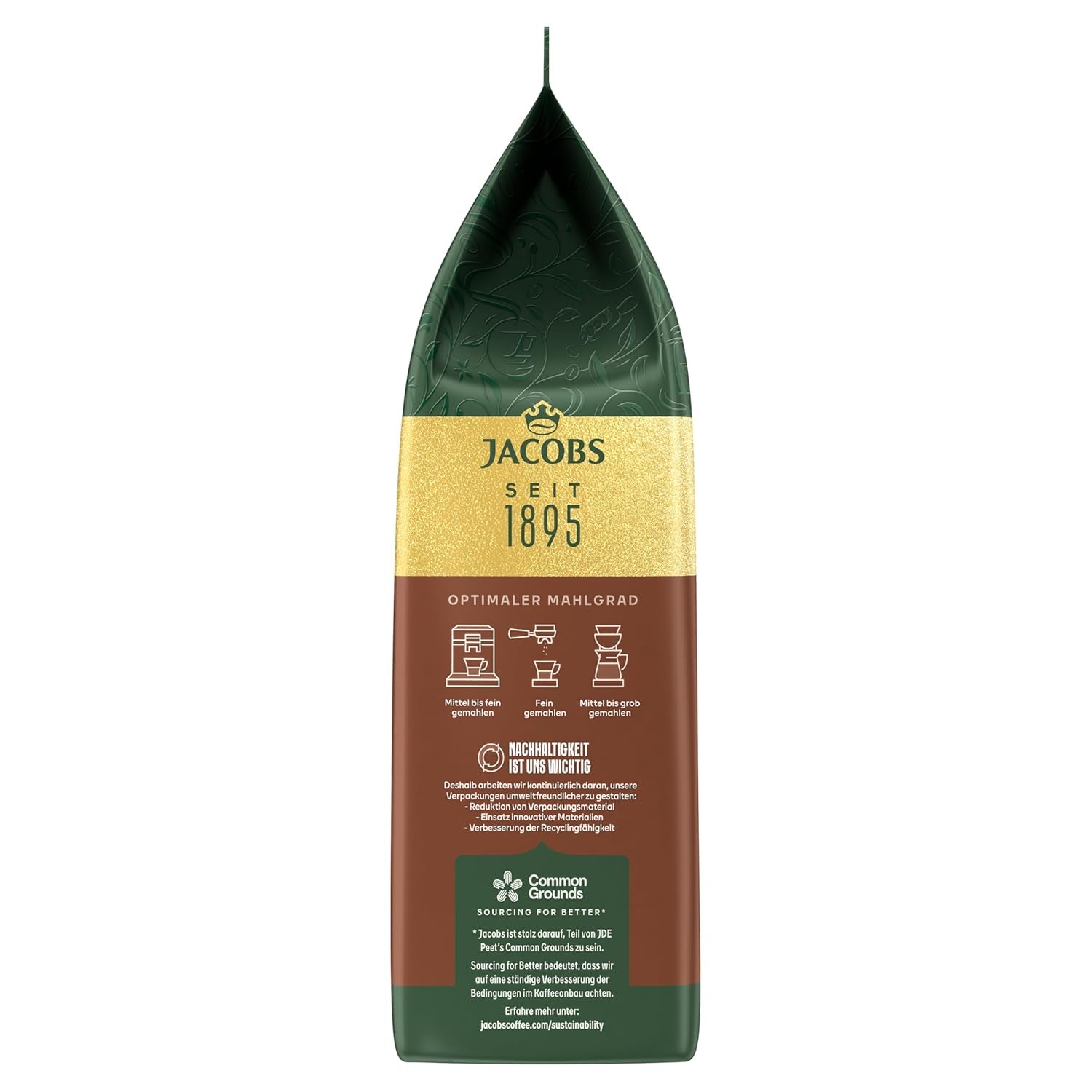 Jacobs Kaffeebohnen Café Crema Intense, intenzivní s Kakao- & Nussnote, geröstet v Brémách, Intensität 7/10, Kaffee ganze Bohnen, 1 kg