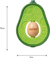 Nuby - Avokádový kousací kroužek - Silikonová a dřevěná kousátka - Rotační dřevěné jádro - Hračka na kousání pro miminka a batolata - Pomůcka na kousání - Bez BPA - 6+ měsíců
