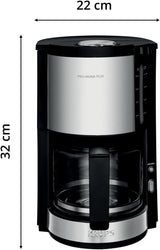Espresso kávovar Krups KM3210 Pro Aroma Plus, 10 šálků, 1,25 l, udržování teploty po dobu 30 minut, viditelné okénko hladiny vody, systém proti odkapávání, černý s nerezovými aplikacemi