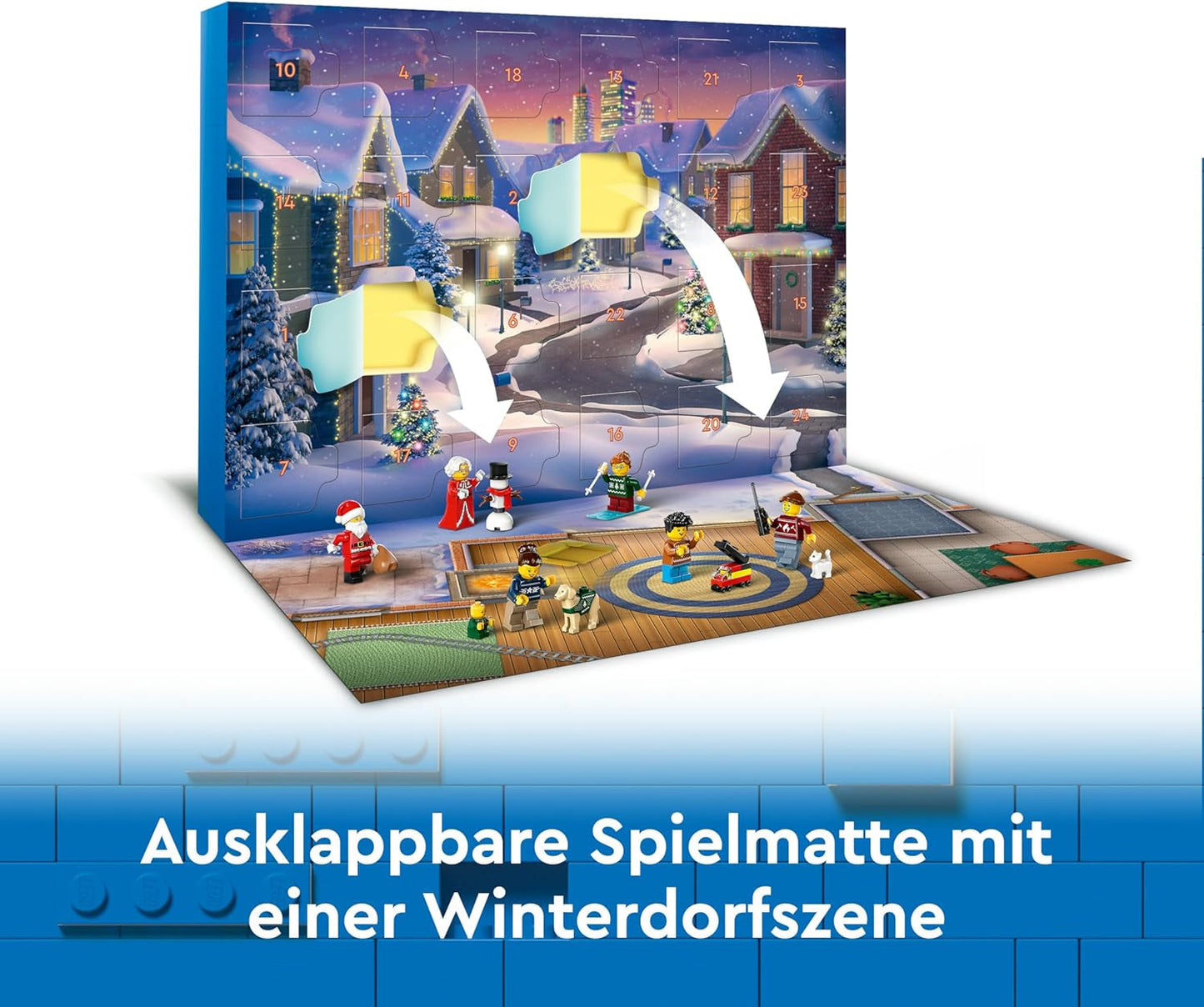 LEGO City Adventní kalendář 2024, adventní dárek pro děti od 5 let, 24 překvapení, minifigurky ve vánočním overalu, Santa Claus a paní Santa Clausová, vánoční dárek 60436 Stavebnice Besuche den LEGO-Store