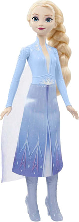 Panenka Mattel Disney Princezna Elsa, panenka ledové královny v cestovním obleku, vyčesané blond vlasy, mobilní, prodlužovací sukně a boty, dárky Disney, 3 roky staré hračky, HLW48 Naty Shop Dolls