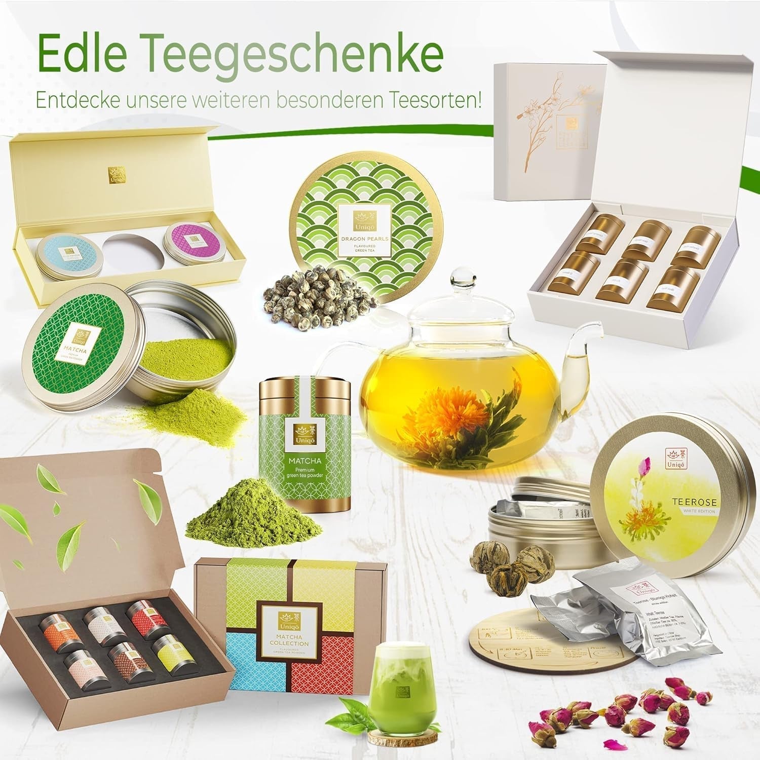 Uniqo Matcha čajový prášek 200 g ve znovuplnitelném ekologickém balení