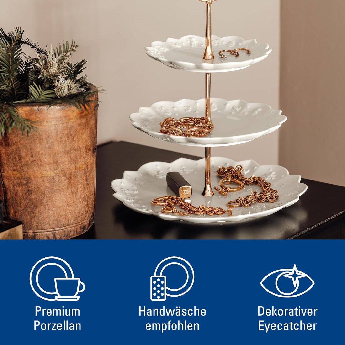 Police Villeroy & Boch Toys Delight Royal Classic, dekorativní patrový stojan na sušenky, pečivo a malé dorty, prémiový porcelán, bílá