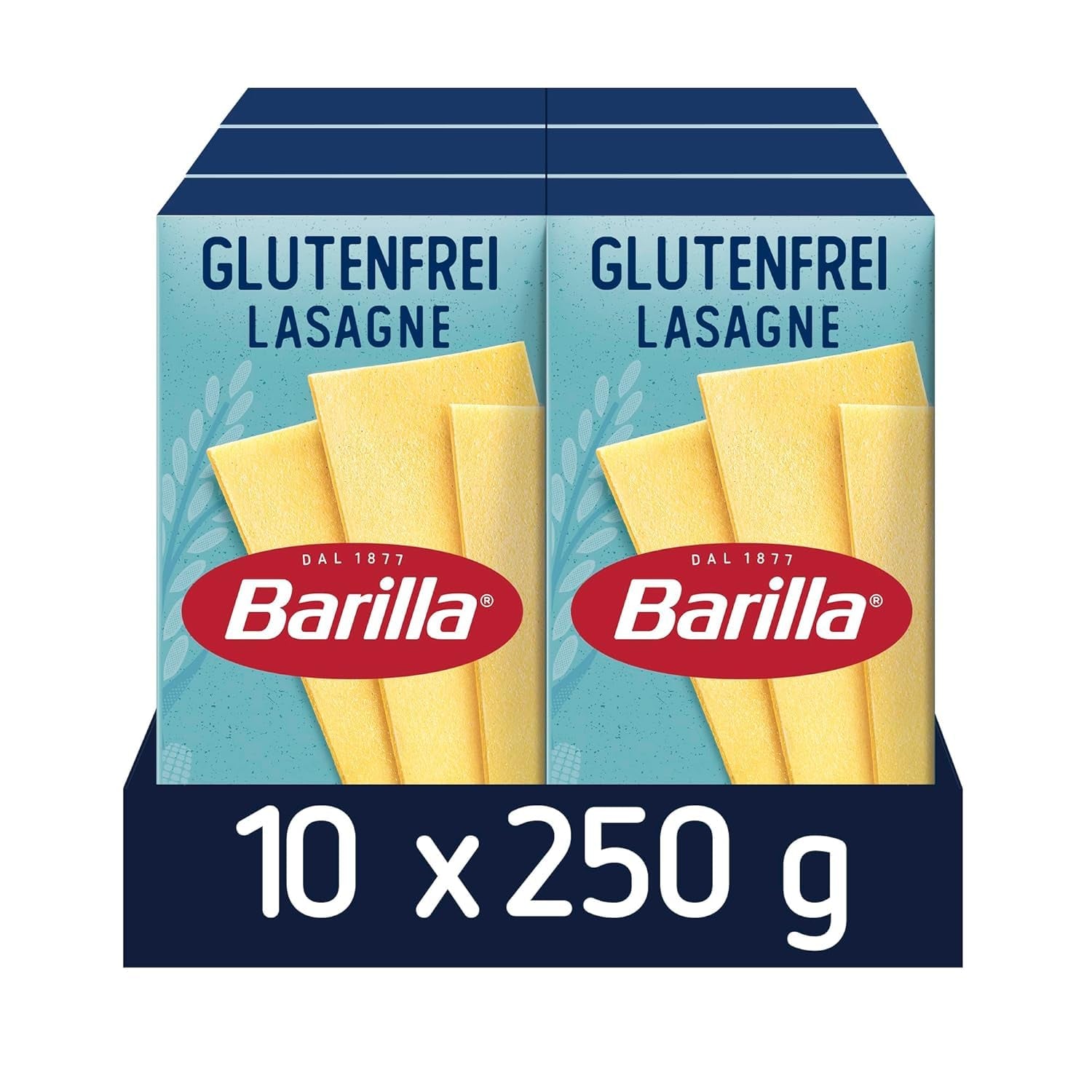 Barilla Pasta Bezlepkové lasagne, vyrobené z lahodné kukuřice a rýže, ideální pro lidi s celiakií nebo nesnášenlivostí lepku, balení 10 ks (10 x 250 g)