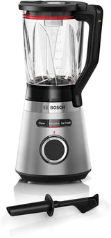Bosch Standmixer Vitapower Serie 4 MMB6382M, Edelstahl-Klingen Made in Germany, 1,5L Thermosafe Glasbehälter, Stopfer, Sicherheitsdeckel, Spülmaschinengeeignete Teile, 30 000 U/Min, 1200 W, Edelstahl Mixer Shopbesser