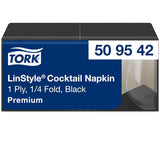 Tork Linstyle 509542 Černé koktejlové ubrousky, 1/4 skládání, 1 vrstva, 23,8 x 23,8 cm, 1 x 100 ubrousků