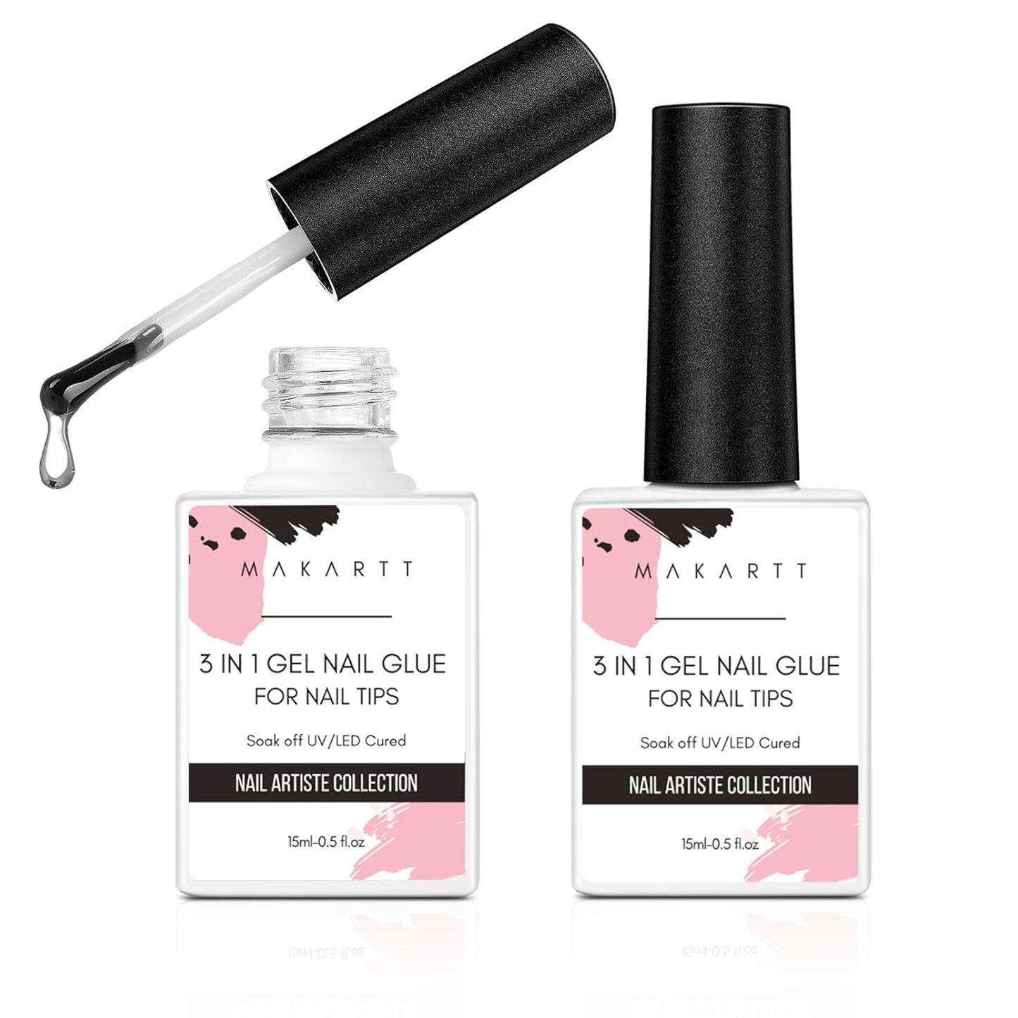 Makartt 3D Nail Art Gel - Kamínkový lepicí gel 15G na klíčenky na nehty, Multifunkční gel na tvarování nehtů pro vlastní úpravu nehtů, modeláž nehtů na modeláž nehtů doma (transparentní)