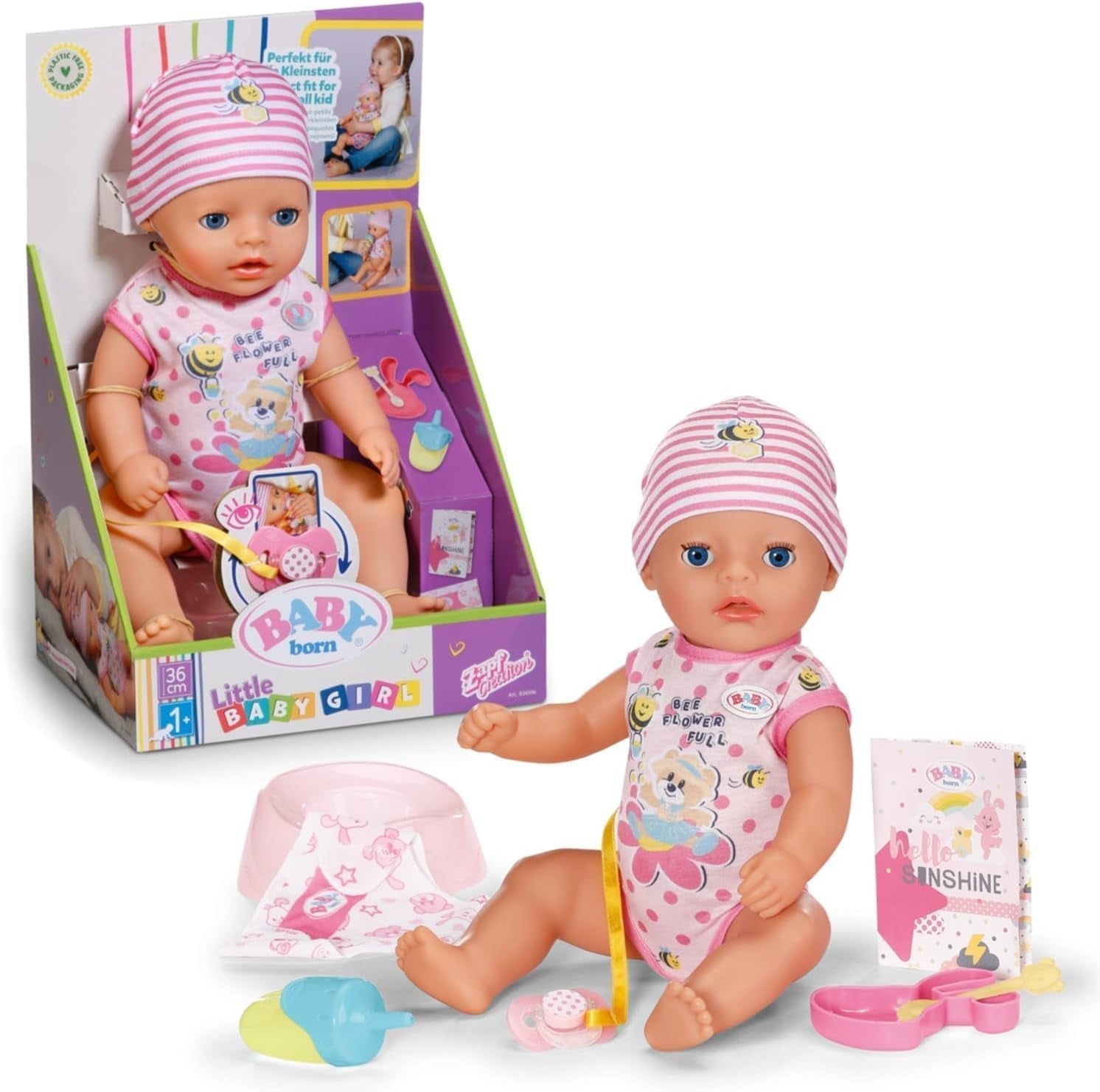 BABY Born Lena (holčička) 36 cm, 7funkční panenka pro děti od 1 roku, bezbateriový provoz, velká panenka 36 cm, 834596 Zapf Creation, růžová Naty Shop Dolls Výchozí název