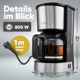 Kávovar na espresso s filtrem Bomann® | na 12-14 šálků | Kávovar na espresso s filtrem | Pouzdro z nerezové oceli | Proti kapání | Espresso | Kávovar na espresso s filtrem | 800W | KA 6071 CB