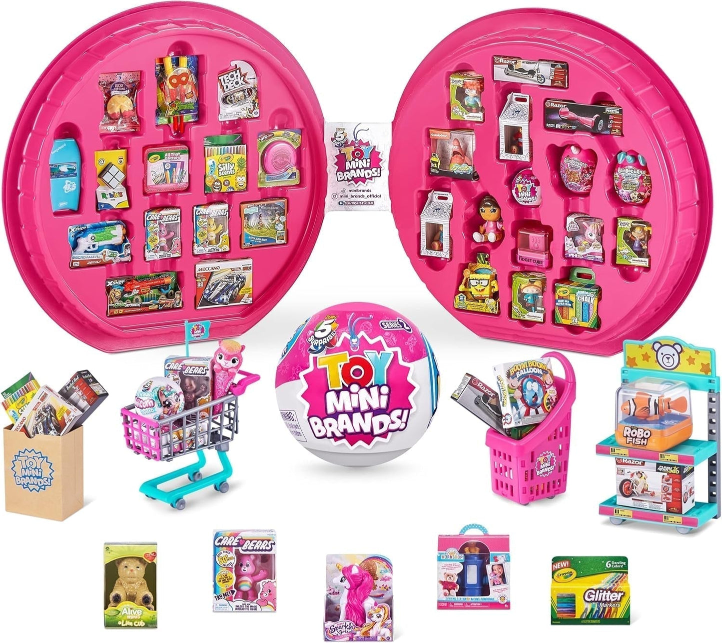 5 skládacích hraček s překvapením Mini Brands Series 2 Collection Folder a 3 kapsle Surprise od ZURU Akční figurky Naty Shop