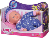 Simba 105010010 - Panenka Laura Little Star Soft Body v roztomilých šatech a zářící čepici Měsíc a hvězdy 20 cm Svítící panenka od 12 měsíců