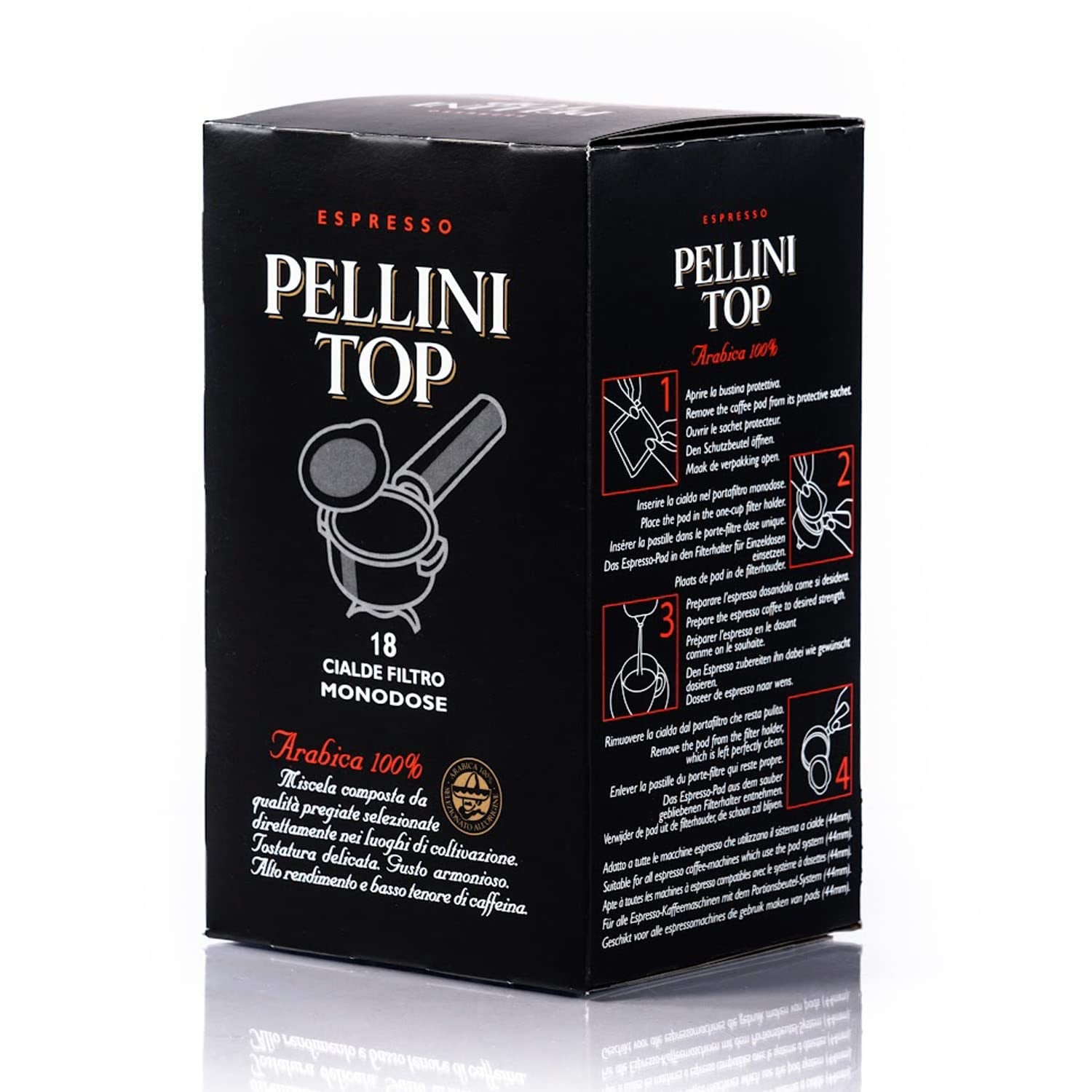 Pellini Caffè, Espresso Pellini Top 100% Arabica - 6 balení s 18 polštářky (6x126 g, celkem 108 polštářků)