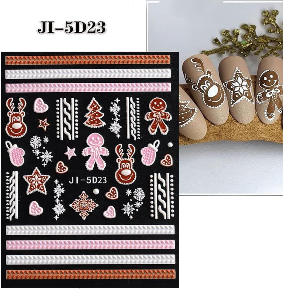 5 Blatt 3D Nálepka na nehty Weihnachten Nagelaufkleber 5D Stereoskopisch Selbstklebend Schneeflocke-Weihnachtswinterurlaub Nálepka na nehty Dekoration Nageldesign Zubehör