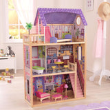 KidKraft Kayla dřevěný domeček pro panenky s nábytkem a doplňky, 3patrová herní sada pro 30cm panenku, hračka pro děti od 3 let, 65092 – exkluzivně na Amazonu
