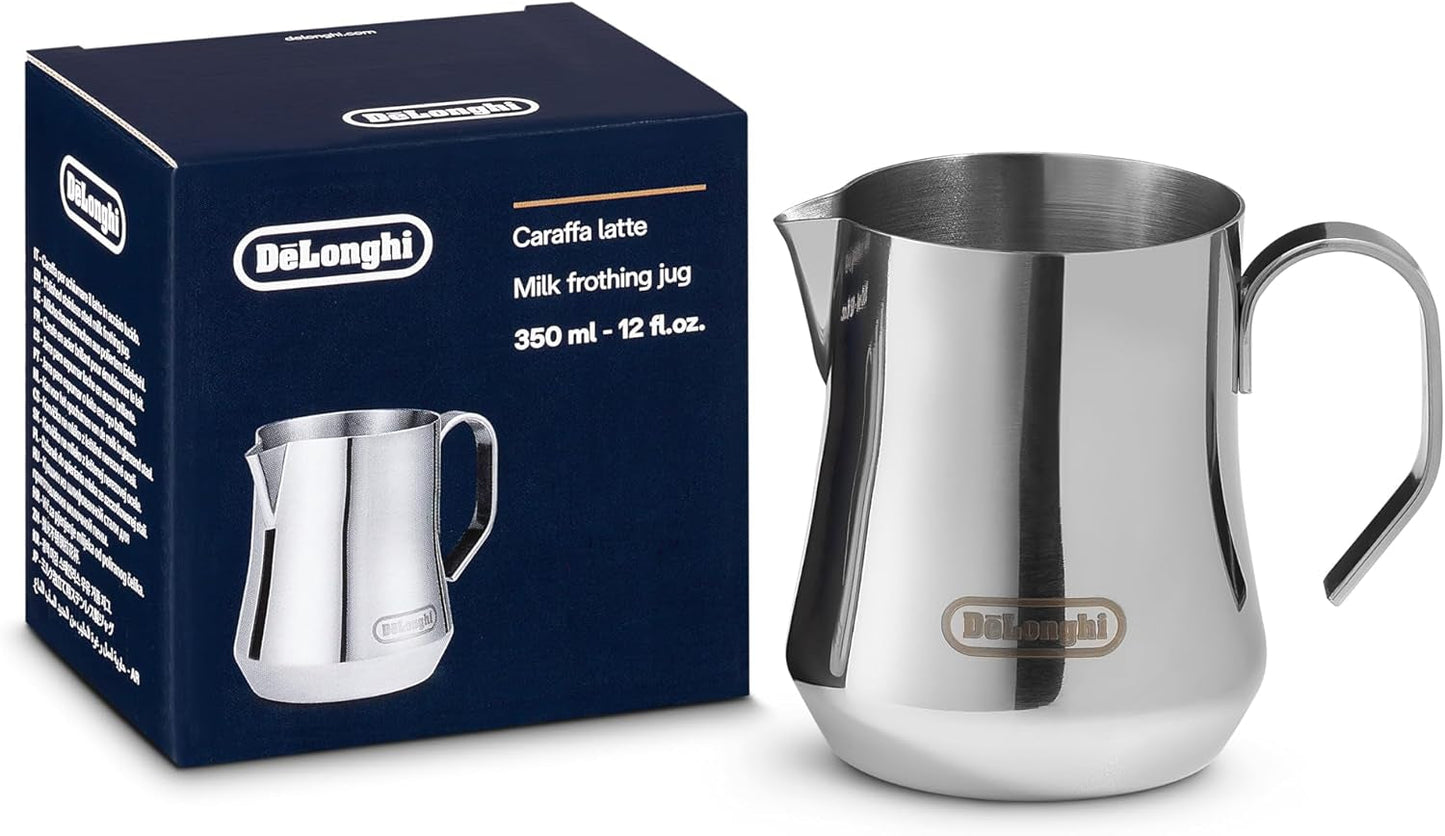 De'Longhi konvička na mléko DLSC060, konvička na ruční napěňování, ergonomická rukojeť, objem 350 ml, nerezová ocel