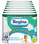 Regina Cartacamomilla – 8 rolí toaletního papíru, 300 načechraných listů, 3 vrstvy, měkký a pevný, obal z recyklovatelného papíru