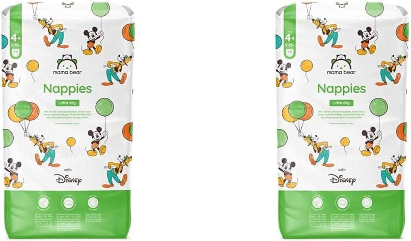 Plenky Mama Bear Disney Ultra Dry velikost 4 (8-14 kg), bílé, 84 kusů (1 balení)