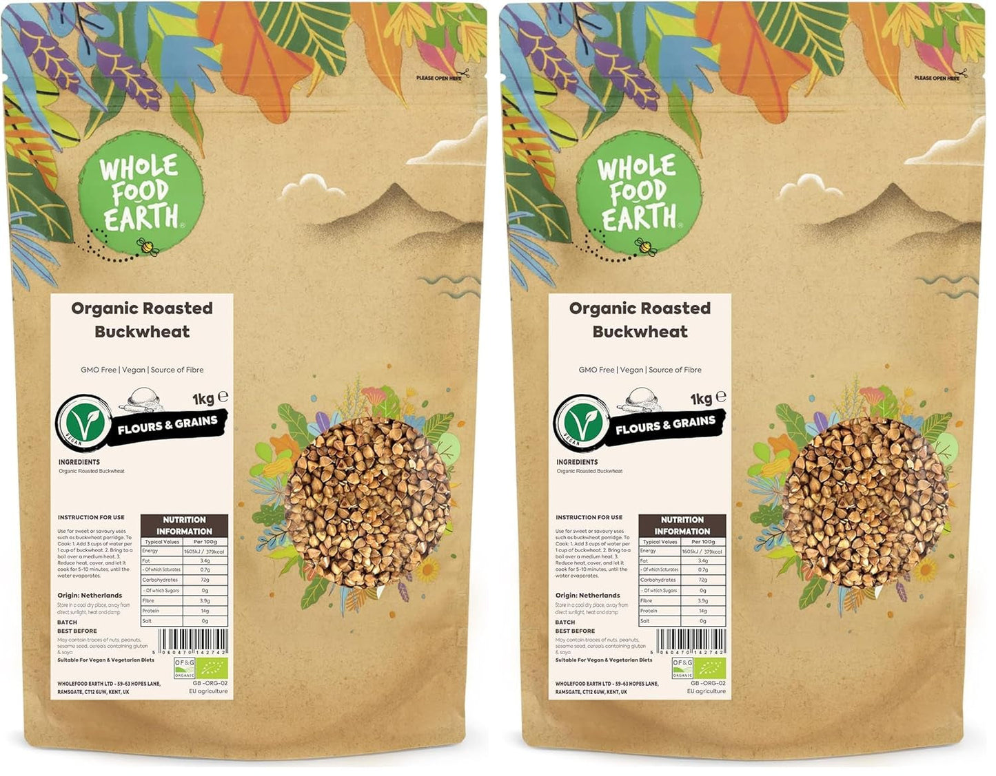 Wholefood Earth bio pražená pohanka, 1 kg