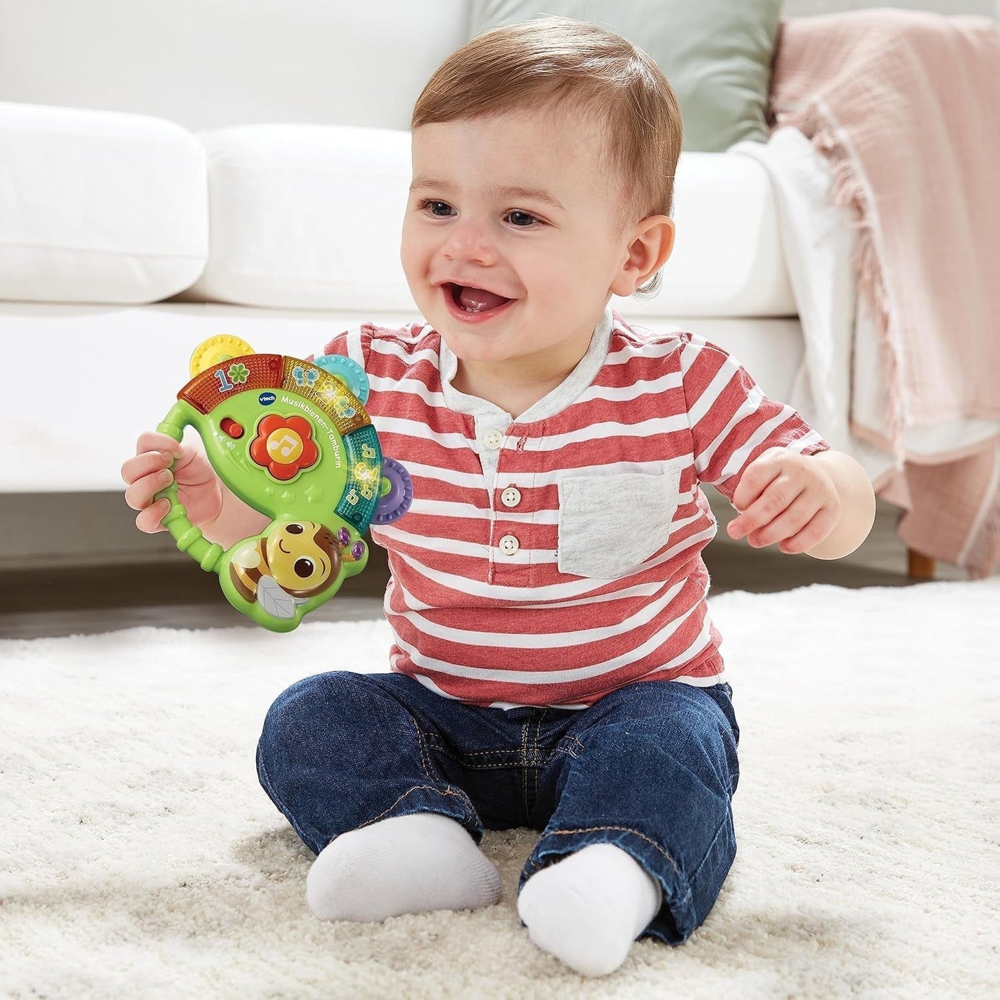 Vtech Baby Musical Bee Tamburine - Hudební hračka s čísly, vtipnými zvuky, větami a písničkami - Pro děti ve věku 3-36 měsíců Baby Toys Naty Shop