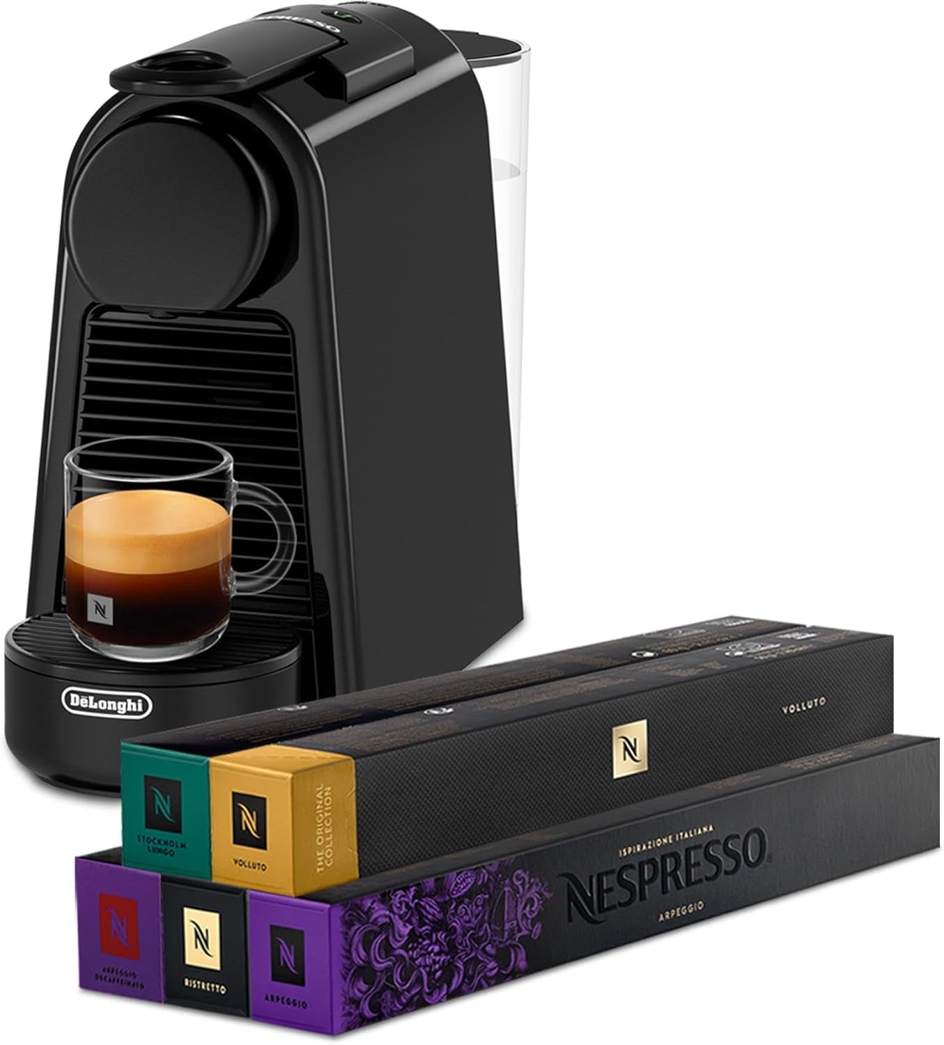 Espresso kávovar s kapslemi Nespresso De'Longhi Essenza Mini, černý | Tlak čerpadla 19 bar | Nádrž na vodu 0,6 l | Na espresso a lungo | Malý kávovar na espresso – skvělé kávové okamžiky | EN85.B