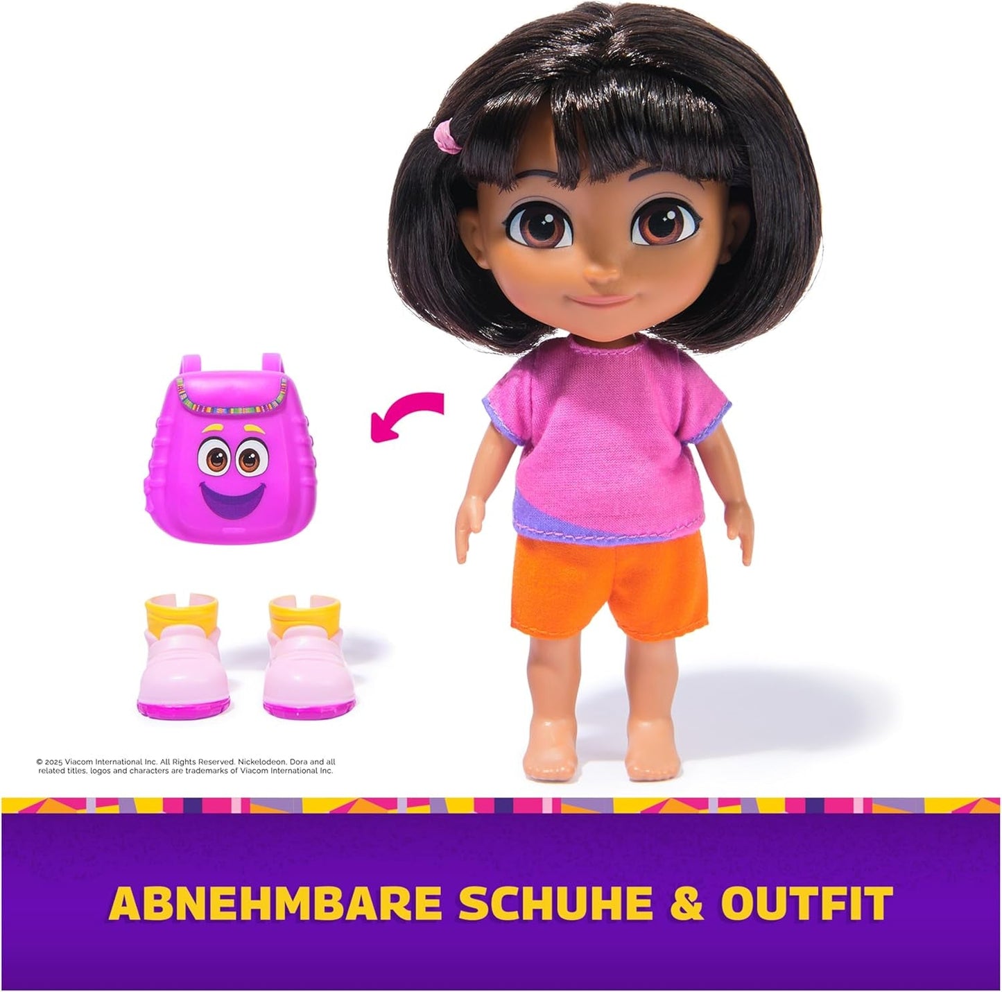 DORA - Best Friend Panenka - velikost 22 cm, s česanými vlásky, brašnou a opičími botami, známá z oblíbeného televizního seriálu, pro děti od 3 let