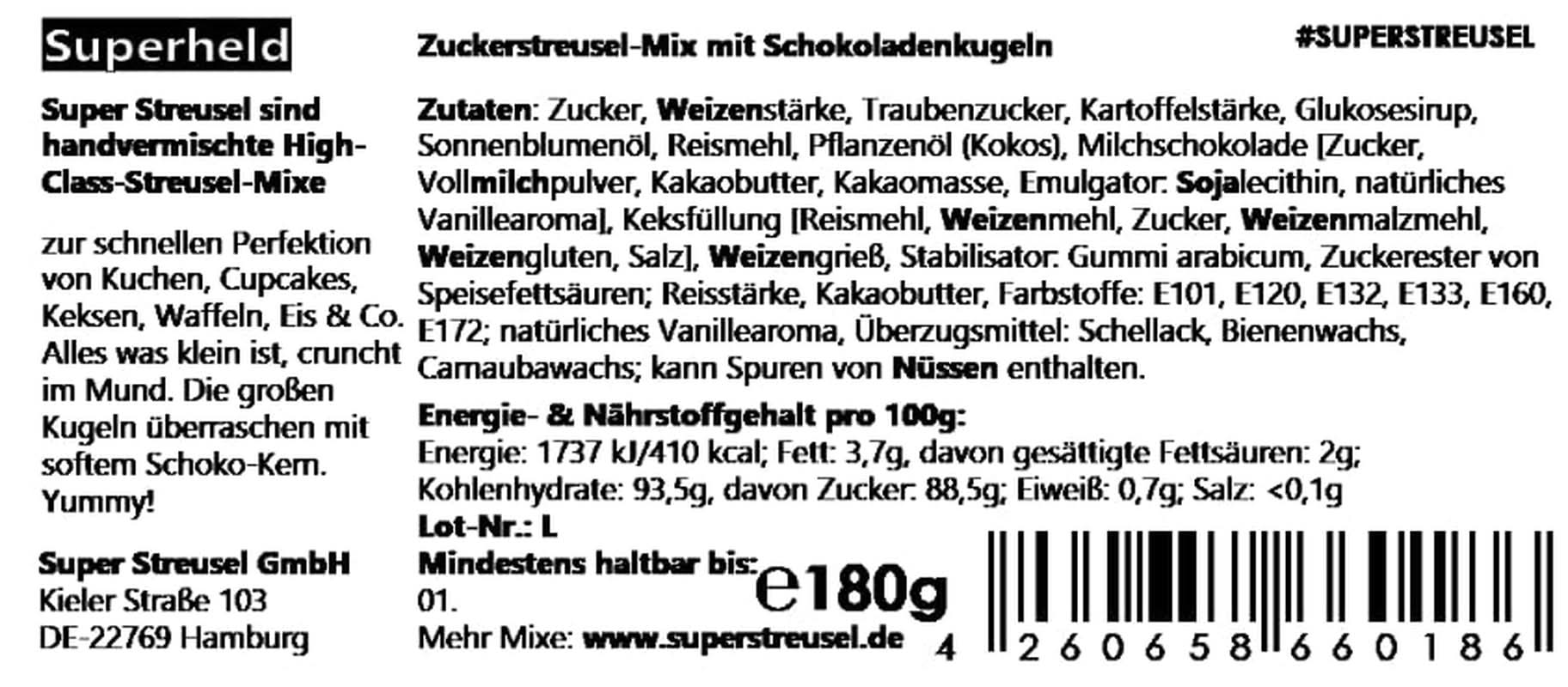 Super Streusel SuperErou, směs posypů, 90 gramů Sprinkles Naty Shop