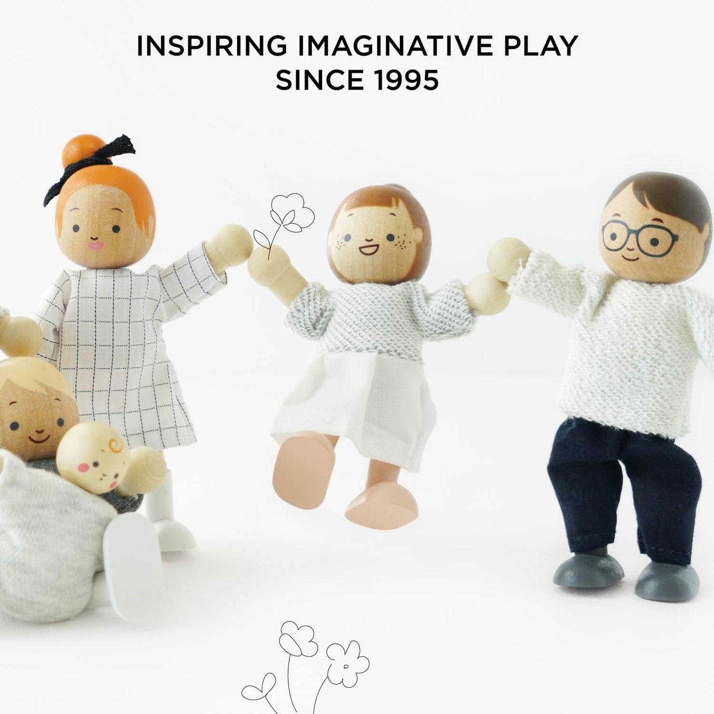 – Dřevěný domeček pro panenky My Doll Family | Sady doplňků k domečku pro panenky Daisylane pro dívky - Vhodné pro věk 3+ P053