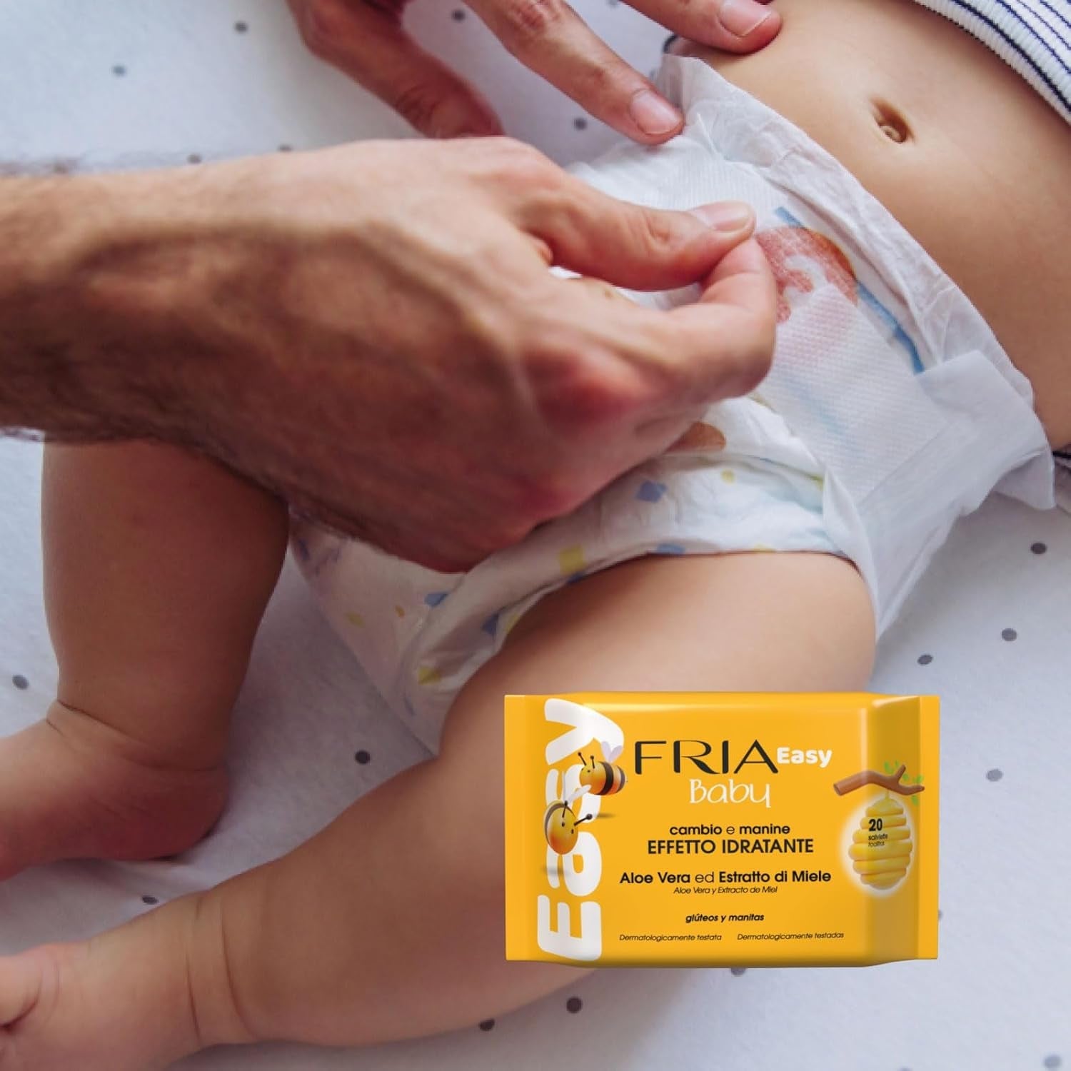 Easy Baby vlhčené ubrousky s Aloe Vera a extraktem z medu zvlhčující pokožku, dermatologicky testováno, balení 20 ubrousků