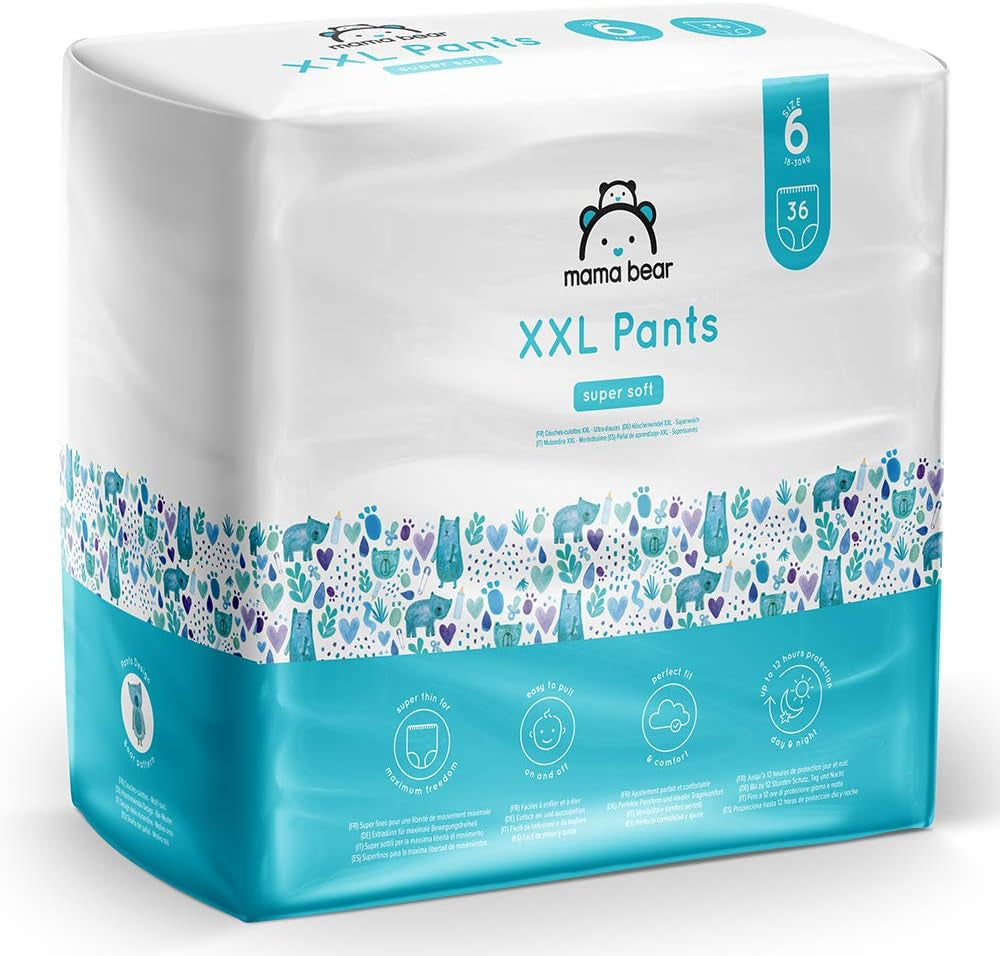 Značka Amazon: Mama Bear Pull-Up XXL plenky, velikost 6 (18-30 kg), 72 kusů (2 balení po 36)