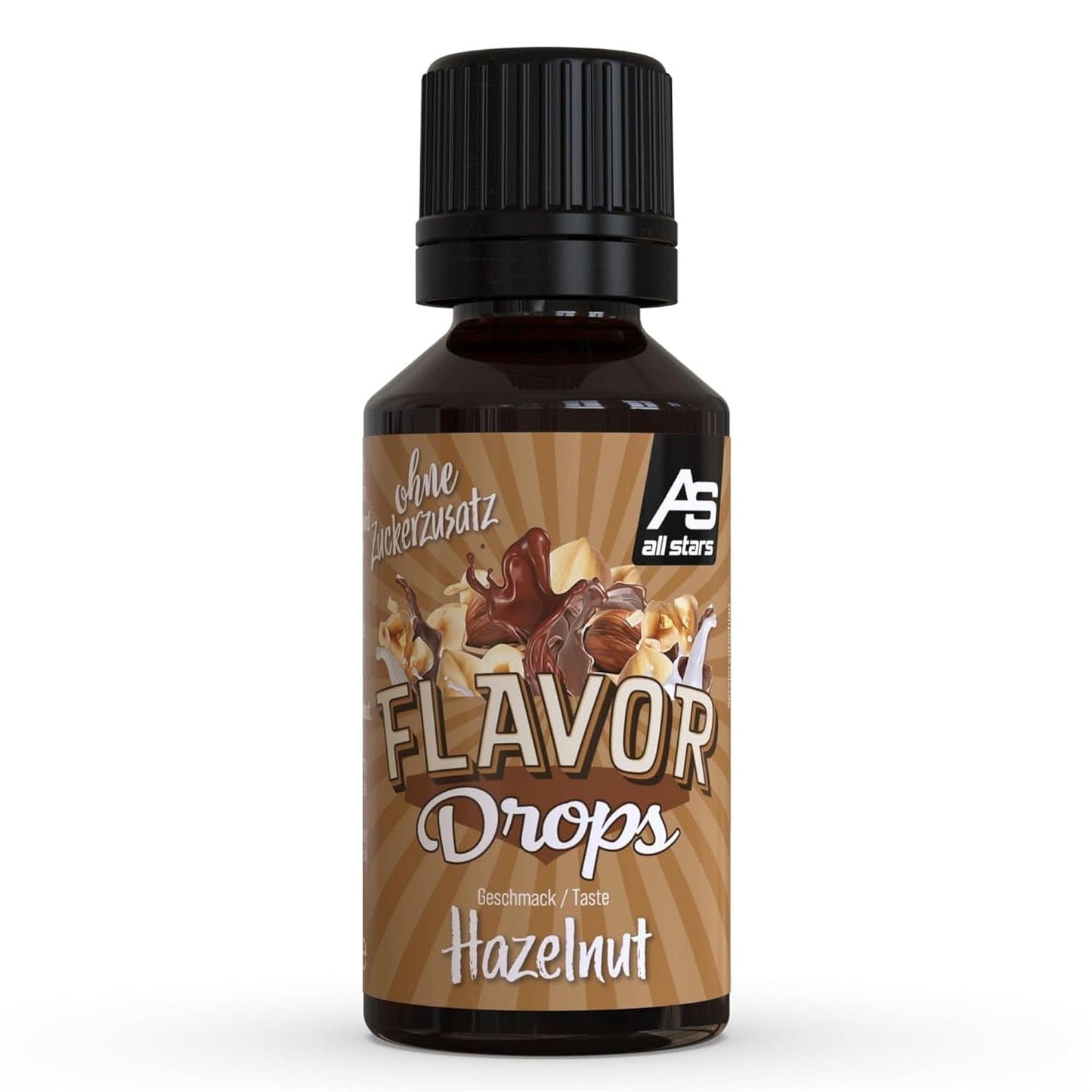 ALL STARS Flavor Drops, Ochucené kapky bez přidaného cukru a bez kalorií - Sladkost a chuť do jídla, 30 ml Sladidla Naty Shop Hazelnut 30 ml