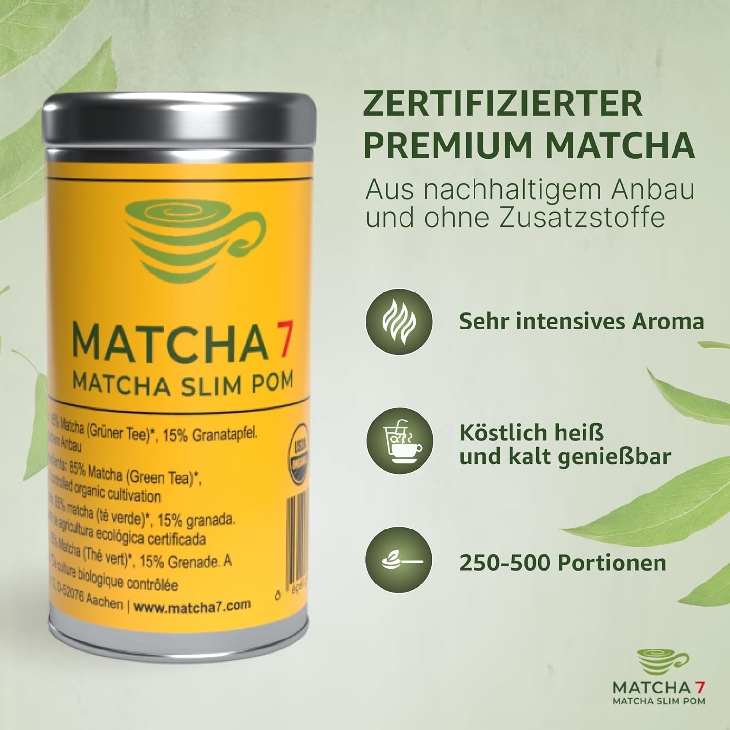 ® Ceremonial Matcha Powder X Granátové jablko 100G [Podporuje hubnutí a metabolismus] - Zelený čaj pro aktivní a zdravý životní styl - Zelený čaj bez přísad (čistý a přírodní)