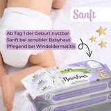 Millis Bamboo Baby Sensitive vlhčené ubrousky pro jemnou dětskou pokožku - 5 x 60 kusů - Přírodní, šetrné a udržitelné čištění - Biologicky odbouratelné dětské ubrousky, bez plastů a alkoholu