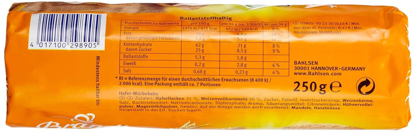 Bahlsen Hobbits Crunchy - Balení po 18 kusech - Úložný box - Ovesné celozrnné sušenky s vysokým obsahem vlákniny (18 x 250 g)