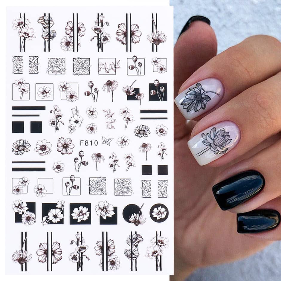 JMEOWIO Nálepka na nehty Frühling Blumen 10 Blätter Nagelaufkleber Selbtklebend Nail Art Dekorace Nageldesign Zubehör Für Frauen Mädchen