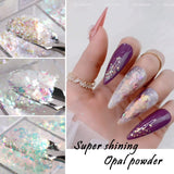 JMEOWIO Třpytky na nehty 12 mřížek Aurora Nail Art dekorace doplňky design nehtů