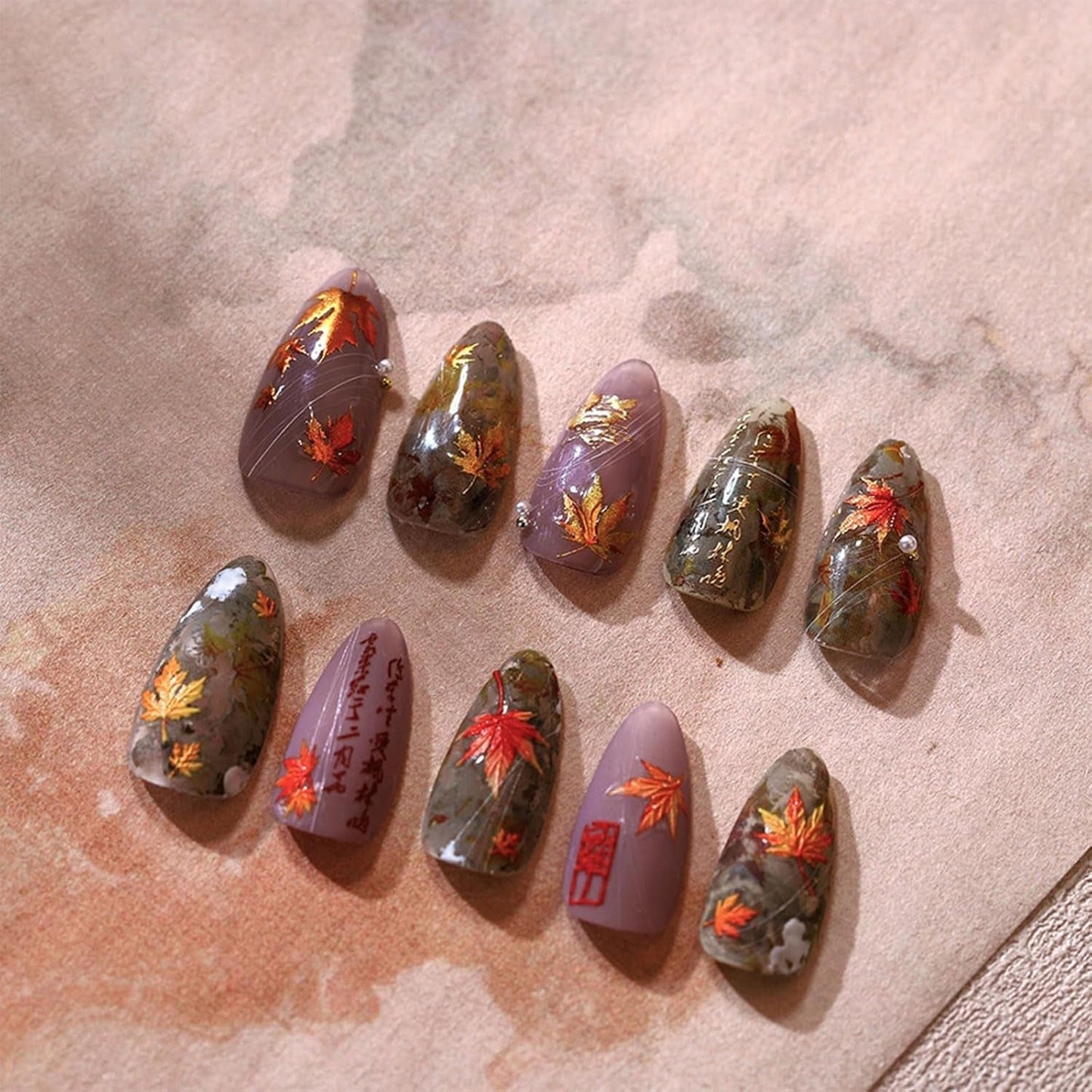 JMEOWIO 3D Nálepka na nehty Herbst Nálepka na nehty Selbstklebend Nagelaufkleber 5D Stereoskopisch Ahornblatt Erntedankfest Dekoration Nageldesign Zubehör 1 Blatt