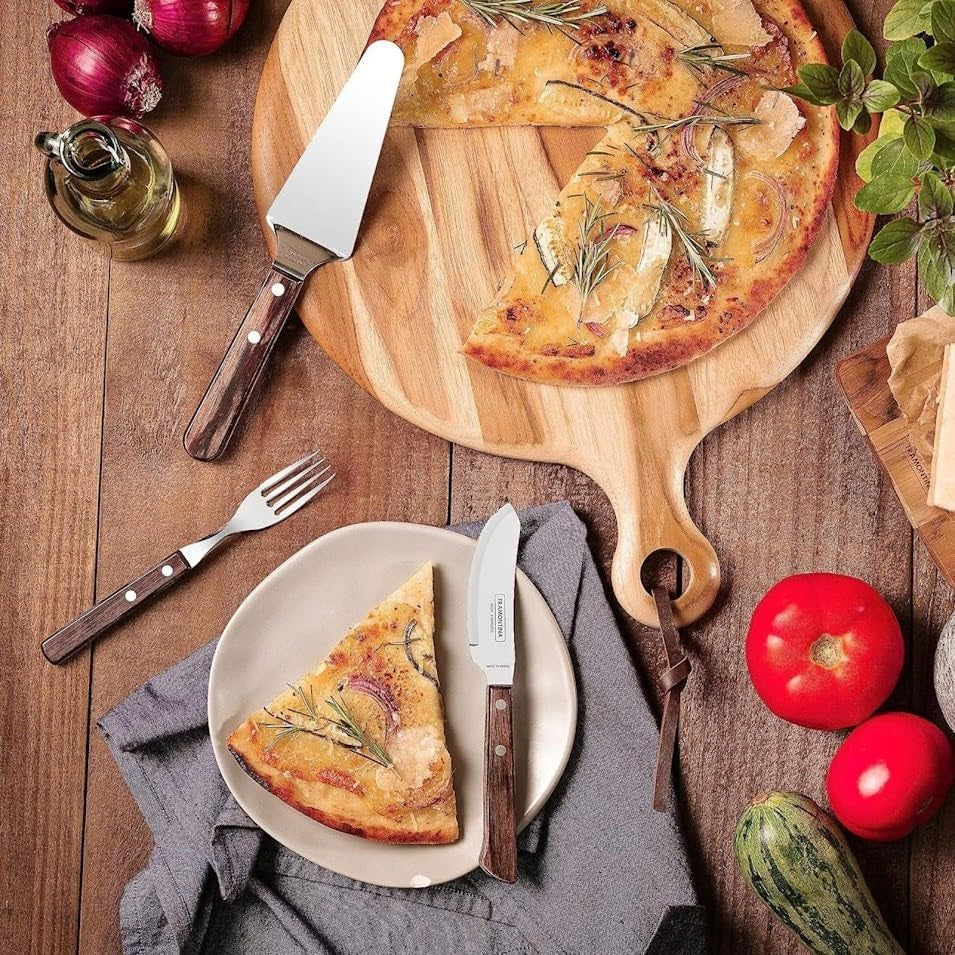 Tramontina PIZZA Besteck, 8dílná sada, Für 4 Personen, Rostfreier Edelstahl, Fsc-Zertifizierte Holzgriffe, Spülmaschinenfest Kitchen Naty Shop