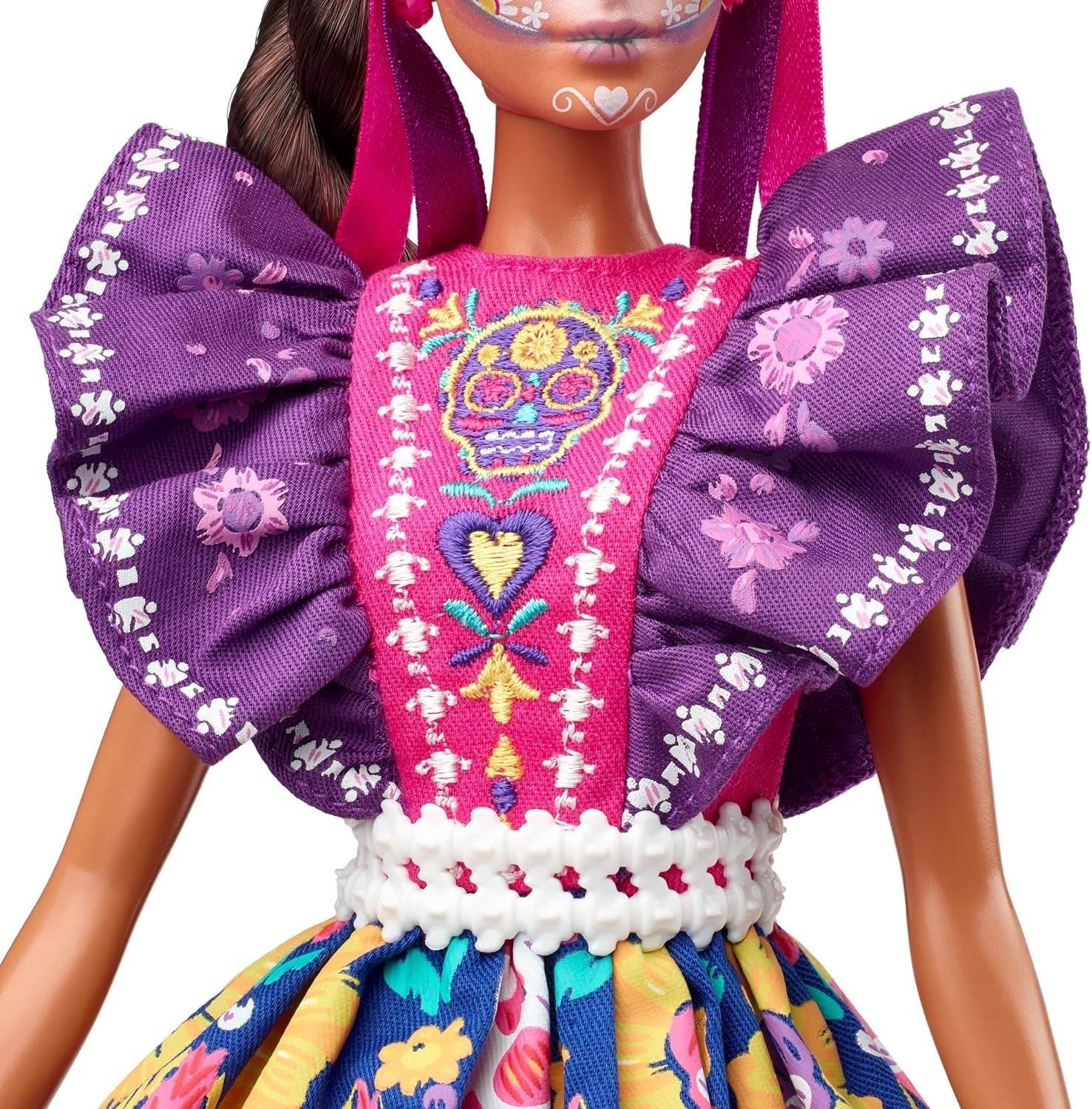 2022 Día De Muertos panenka Barbie s nařasenými tradičními šaty, květinovým věncem a barvou na obličej Calavera, dárek pro sběratele